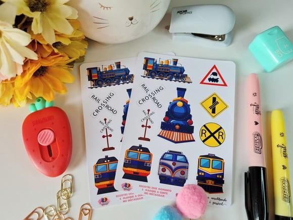 Stickers - Cartela De Adesivos Em Vinil - Trens