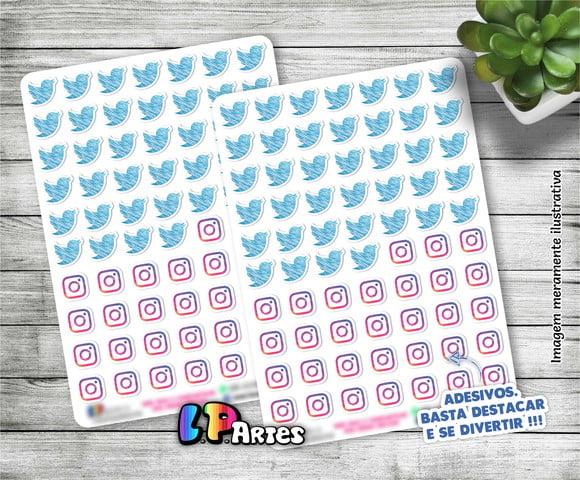 Stickers - Cartela De Adesivos Em Vinil - Twitter E Insta