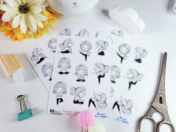 Stickers - Cartela De Adesivos Em Vinil - Yoga