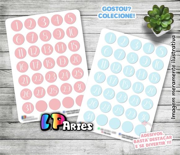 Stickers - Cartela De Adesivos Em Vinil -números Mensais