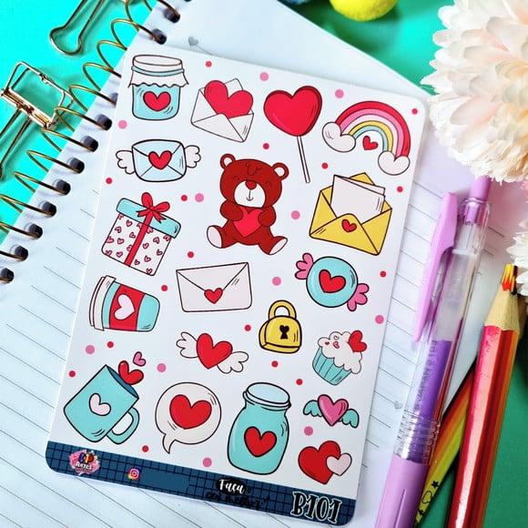 Stickers - Cartela De Adesivos Em Vinil- Love B101