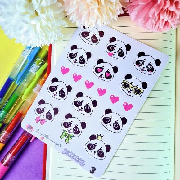 Stickers - Cartela De Adesivos Em Vinil- Pandinha Emoji - 3