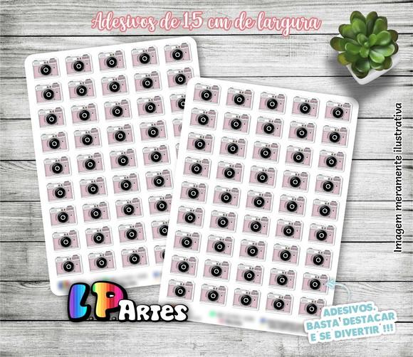 Stickers - Cartela De Adesivos Vinil - Câmera Rosa