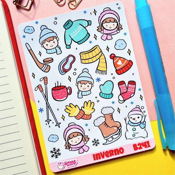 Stickers Cartela de Adesivos em Vinil - Inverno Kids