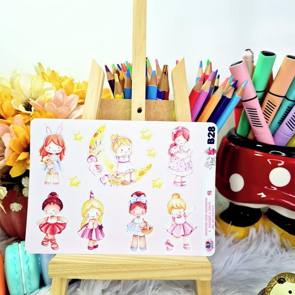Stickers Cartela De Adesivos Em Vinil - Menina Cute B28