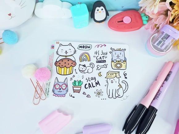 Stickers Em Vinil - Cartela De Adesivos - Gatinhos 10