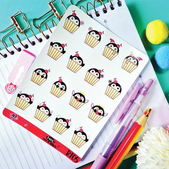 Stickers Em Vinil - Cartela De Adesivos - Pinguins Emoji