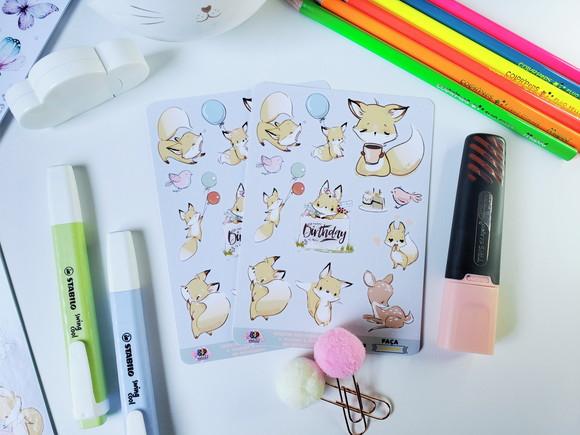 Stickers em Vinil - Cartela de Adesivos - Raposinha