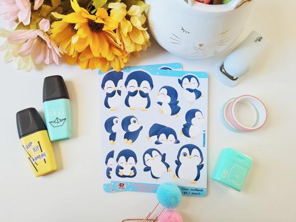Stickers Em Vinil- Cartela De Adesivos - Pinguins 3