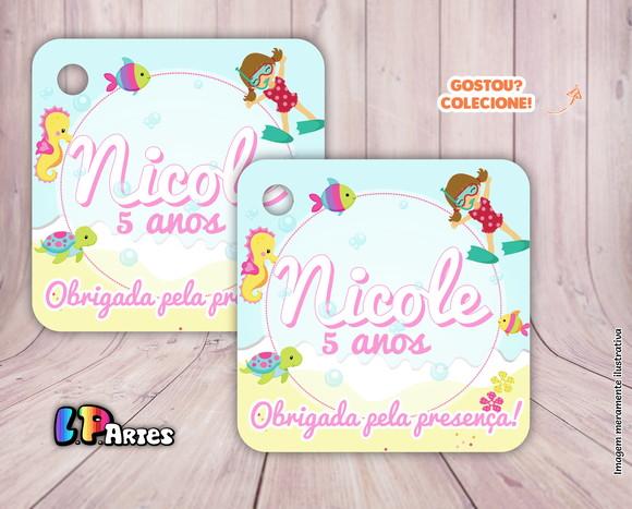 Tag Agradecimento - Fundo do Mar Menina