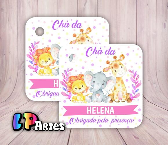 Tag Agradecimento - Safari Baby Rosa