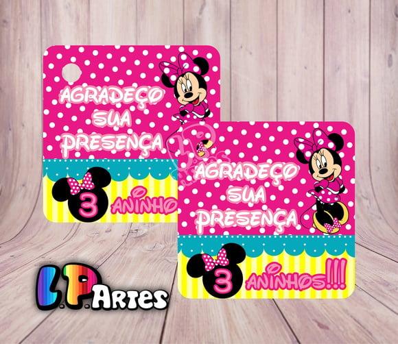 Tag Agradecimento Minnie Rosa