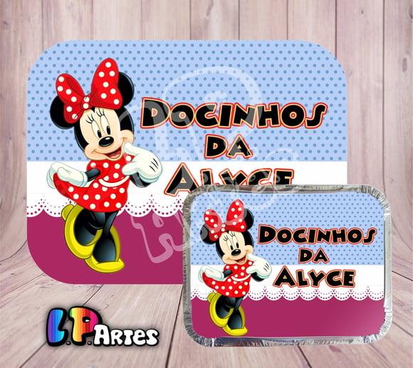 Tampa Personalizada para Marmita Minnie Azul e Lilas