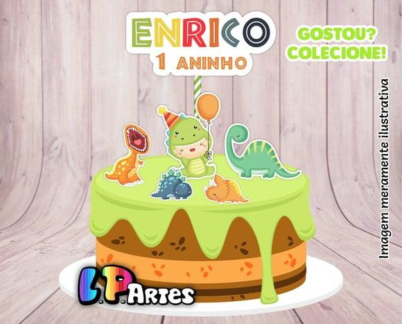Topo de Bolo - Dinossauro Cute