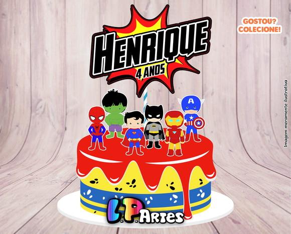 Topo de Bolo - Heróis Cute