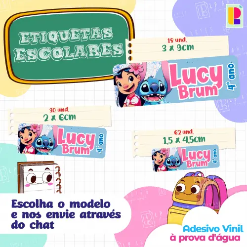 110 Etiquetas Personalizadas Adesivo Escolar em Vinil - Minnie Vermelha