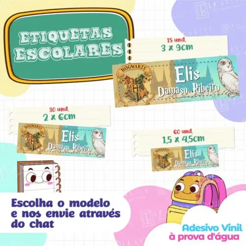 110 Etiquetas Adesivo Escolar em Vinil - Harry Potter