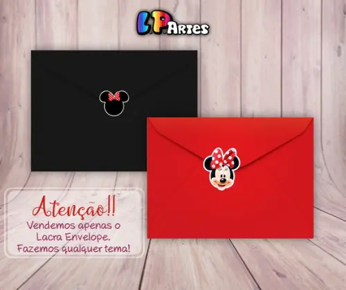 Adesivo 3x3 - Lacra Envelope - Minnie Vermelha