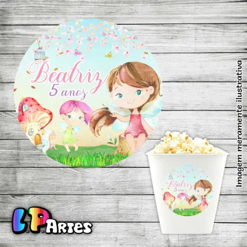 Adesivo Balde Pipoca - Jardim das Fadas