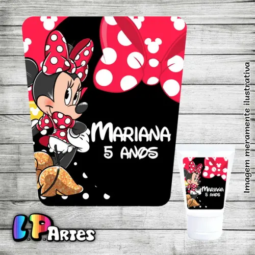 Adesivo Bisnaga Álcool em Gel - Minnie Vermelha