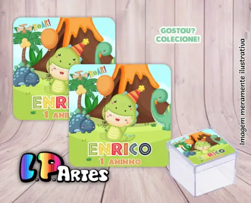 Adesivo Caixa Acrílica - Dino Cute Baby