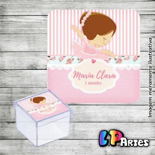 Adesivo Caixa Acrílica - Bailarina Rosa