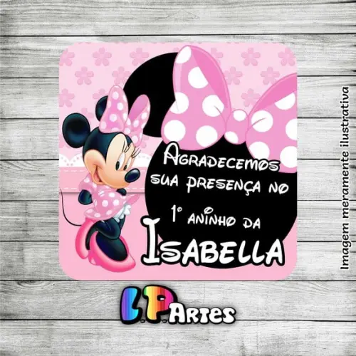 Adesivo Caixa Acrílico - Minnie Rosa
