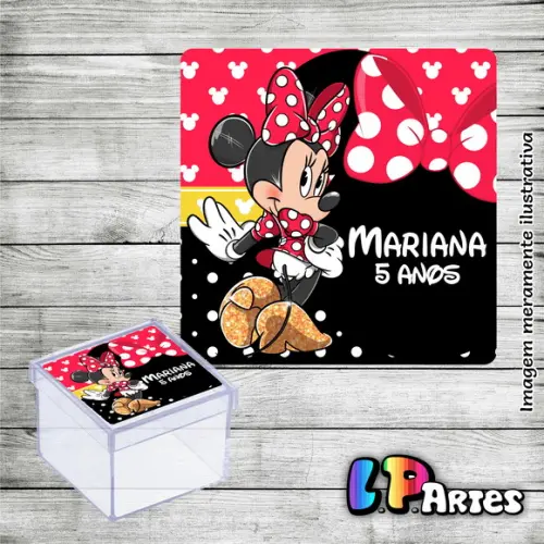 Adesivo Caixa Acrílico - Minnie Vermelha