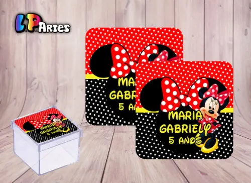 Adesivo Caixa Acrílico - Minnie Vermelha