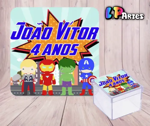 Adesivo Caixa Acrílico - Vingadores Cute