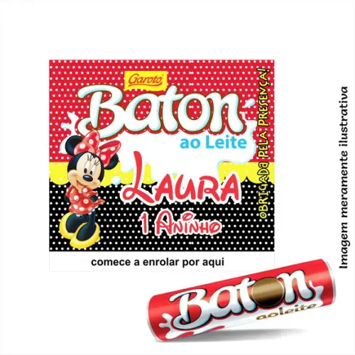 Adesivo Chocolate Baton Minnie Vermelha