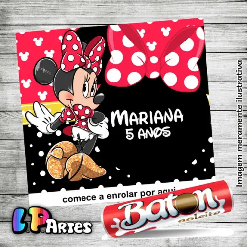 Adesivo Chocolate Baton Minnie Vermelha