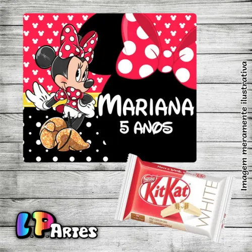 Adesivo Chocolate Kit Kat - Minnie Vermelha