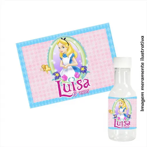 Adesivo de Garrafinha - Alice no País das Maravilhas