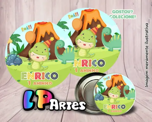 Adesivo de Latinha - Dinossauro Cute