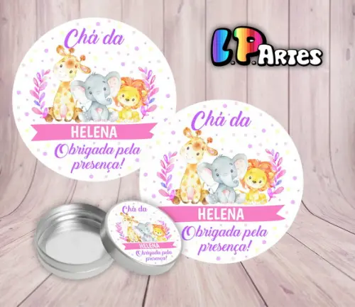 Adesivo de Latinha - Safari Baby Rosa
