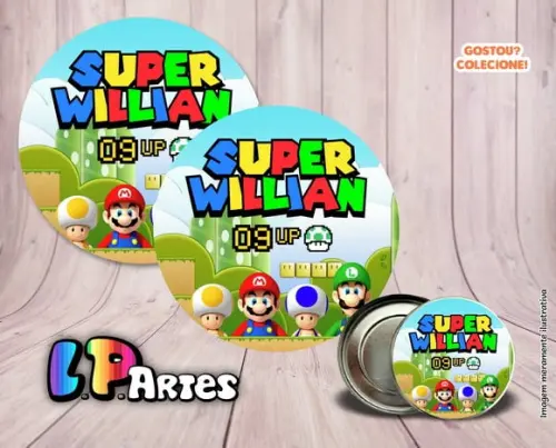 Adesivo de Latinha - Super Mário