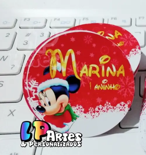 Adesivo de Latinha Minnie Natalina