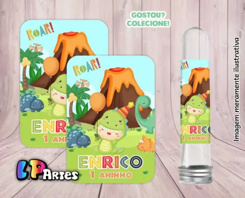 Adesivo de Tubete - Dino Cute