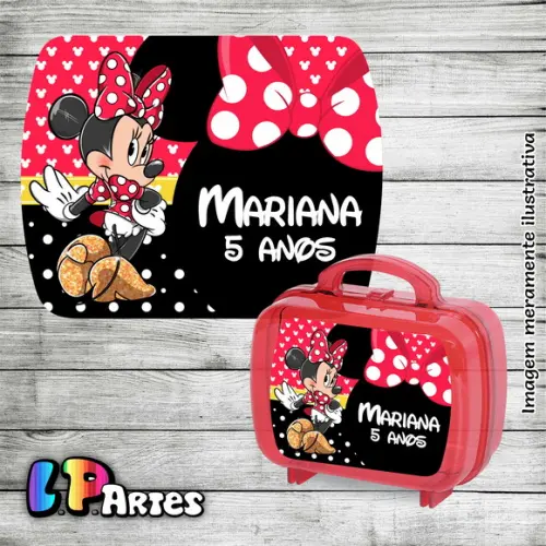 Adesivo Maleta Acrílica P - Minnie Vermelha