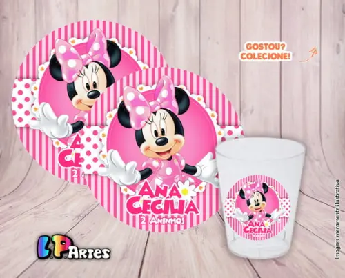 Adesivo para Copinho de Brigadeiro - Minnie Rosa