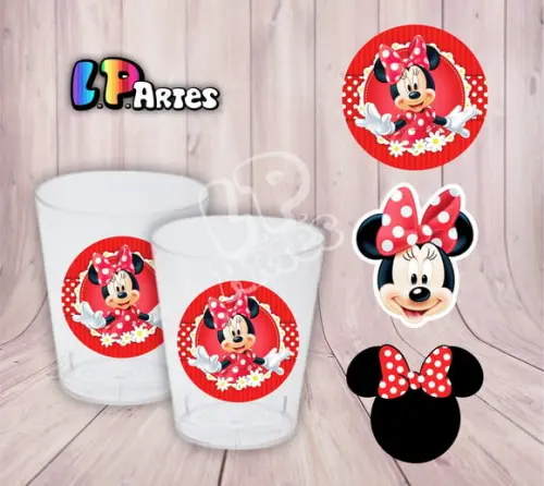Adesivo para Copinho de Brigadeiro - Minnie Vermelha