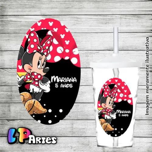 Adesivo para Copo - Minnie Vermelha