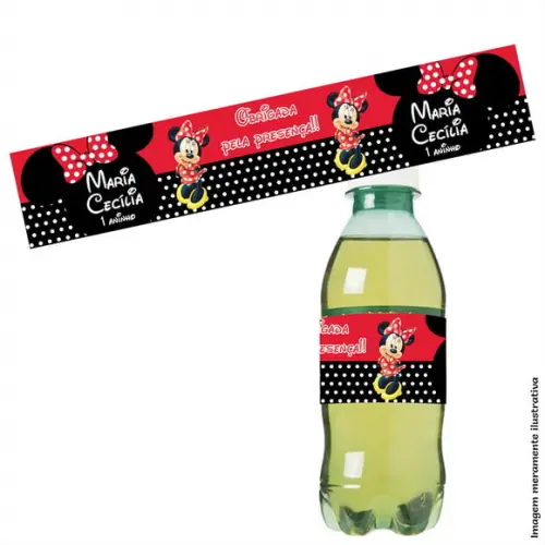 Adesivo para Refrigerante Minnie Vermelha