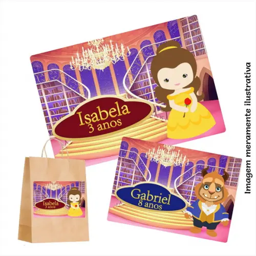 Adesivo para Sacola - a Bela e a Fera Cute