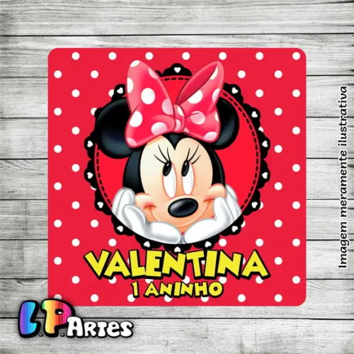 Adesivo Quadrado - Minnie Vermelha