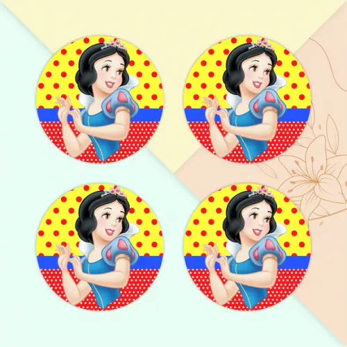 Adesivo Redondo 4x4 Branca de Neve