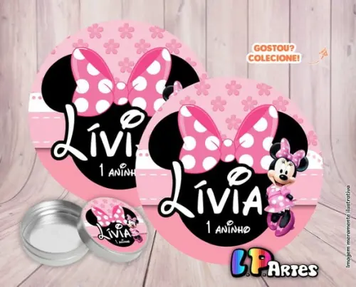 Adesivo Redondo Minnie Rosa