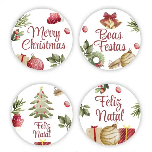 Adesivo Redondo Feliz Natal N13