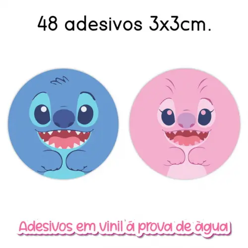 Adesivo Redondo Stitch Angel - Vários Tamanhos